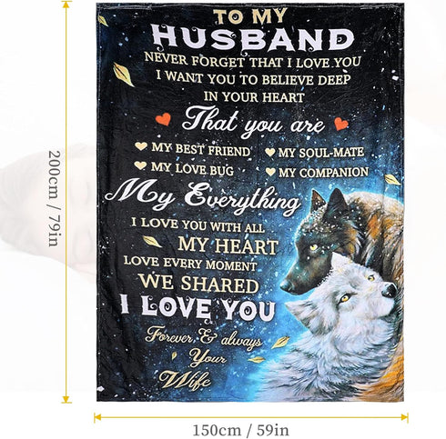 Flannel Blanket Gift to  Husband  from Wife